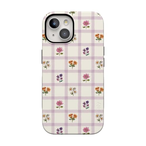 Casely iPhone 15 Plus Case | Meadow Check | Floral Gingham | Bold Protective Design | Compatible with MagSafe