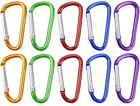 Syolee 10 Pcs Large Carabiner D Ring Clip Hook Durable Keychain Camping Accessories for Outdoor, Fishing, Hiking, Traveling