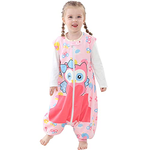 COOKY.D Hibou sans Manches Gigoteuses avec Jambes Unises Pyjama,3-5 Ans
