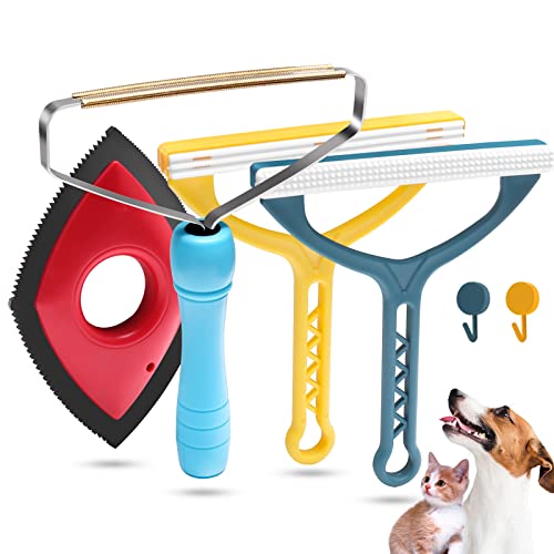4 Pack Pet Hair Remover,Portable Lint Remover For Clothes, Reusable Dog And Cat Hair Remover,Pet Hair Remover Multi Fabric Edge For Couch, Cat Towers,Rugs, Carpet Scraper And Rake #TOP4