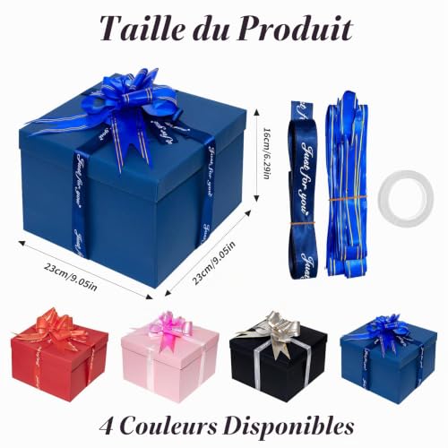 Boîte à explosion QHSXMQ, boîte surprise à 5 couches, boîte cadeau créative, pour cadeau de Saint-Valentin, mariage, anniversaire, bleu, 23 x 23 x 16 cm – vue 2