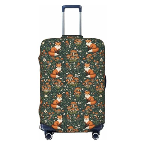 YRHSWJXLSXR Funny Fox Mushroom Travel Luggage Cover Cute Fox Animals Fashion Suitcase Covers Graphic Elastic Luggage Protector For Wheeled Luggage X-Large