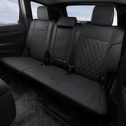 Image of GIANT PANDA Wrangler Seat Covers Custom Fit for Jeep Wrangler,Premium Waterproof Faux Leather, 18-26 JL 4 Door with Rear Cup Holder Full Set (Solid Red)