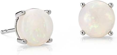 Naked Stone Design's Women's Iridescent Round 6mm Opal Stud Earrings in 10K White Butterfly Post Back