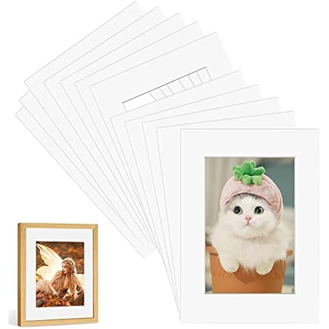 12 PCS Picture Mounts Photo Mounts A4 Picture Mounts for Frames White Picture Photo Frame Mounts Mats A4 Mount for 6x8 inch Photo Picture Images(White) Cover