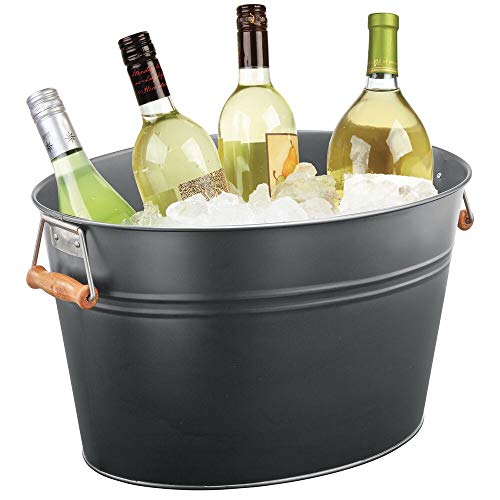 mDesign Champanera de acero inoxidable – Enfriador de botellas decorativo con asas...
