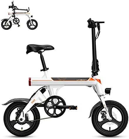 Jasion EB3 Electric Bike for Adults 21mph Folding Adults Electric Bicycles, 350W Brushless Motor, 36V 7.5Ah Battery, Center Suspension, 3 Levels Assist, 14" Foldable ebike for Adults and Teens