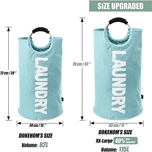 Xample® Large Collapsible Washing Laundry Basket Laundry Hamper - Durable Handles Bag for Bedroom, Waterproof Protable Fabric Bag Hamper Dirty Clothes Toys Storage Bag Washing Bin (Light Blue)