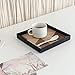 Produktbild Lpinvin Dekoratives Tablett Schmiedeeisen Holz Dekorative Tablett Küche Couchtisch Home Decoration Frühstücksteller Dekoratives Metalltablett (Farbe : Black, Size : 19x19x2.5cm)