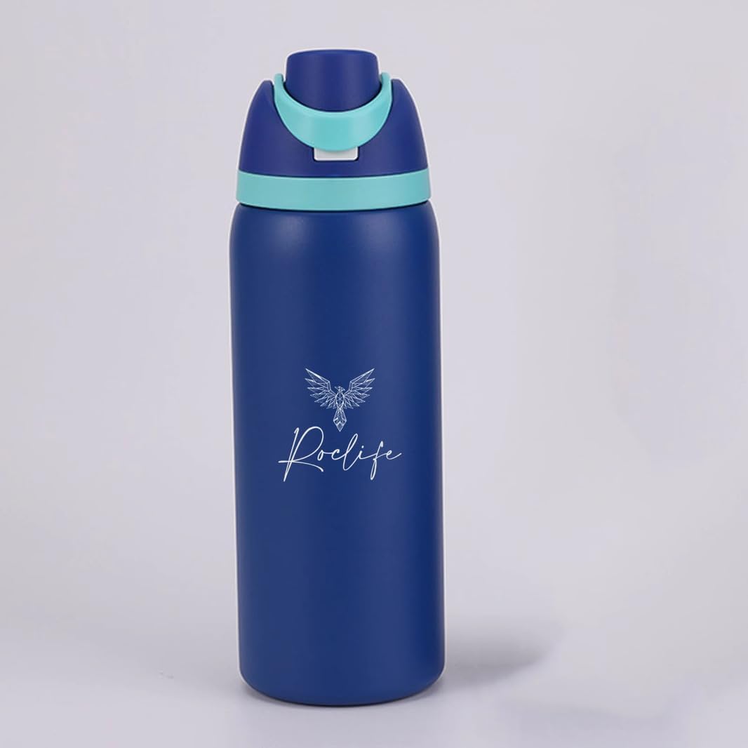 RocLife Insulated Stainless Steel Water Bottle with Straw, Durable & BPA-Free, 24 Oz, Leakproof Straw Lid, Lightweight, Suitable for Sports and Travel