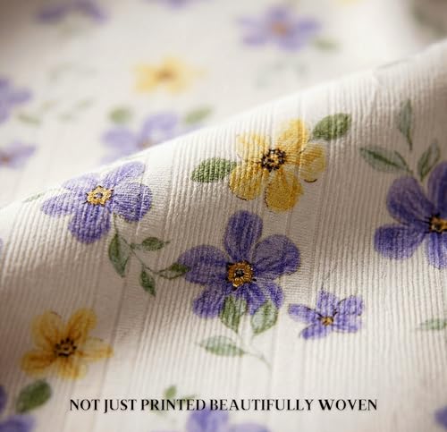 Image of VAS COLLECTIONS King Size Bedsheet Set Cloud Cotton 270x240 cm | Soft Breathable Flat Bed Sheet with 2 Pillow Covers |Floral Printed Bedsheet for King Bed | Durable Bedding Set, Lavender Blossom