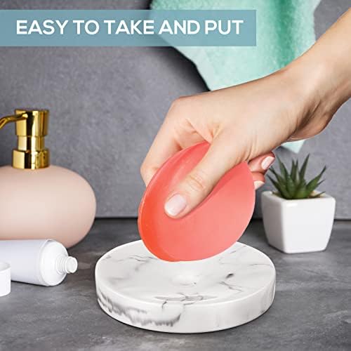 ULTECHNOVO Resin Soap Saver Marble Effect Soap Holder Soap Ceramic Bathroom Soap Dish Soap Holding Tray