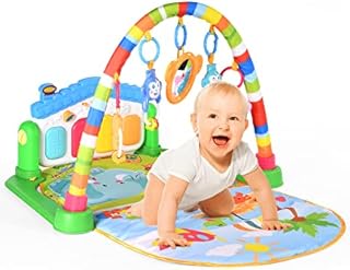 Baby Play Mat, BJIP Baby Play Gym Activity Mat with Sensory Newborn Baby Toys and Infant Piano, Kick and Play Toddler Boys and Girls GiftAge 3 6 12 Months,Blue