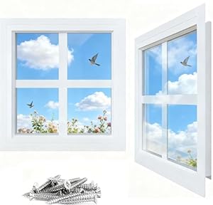 WUDLEP 2 Stück 30,5 x 30,5 cm Schuppenfenster, weiß, bündig montiertes Fenster mit gehärtetem Glas, Aluminium-Haushaltsfenster mit Schrauben für Spielhäuser, Schuppen, Garage und Hühnerstall