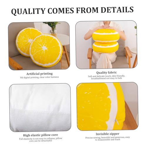 Oreiller Citron 14 Pouces coussin de sol rond en coton PP lavable