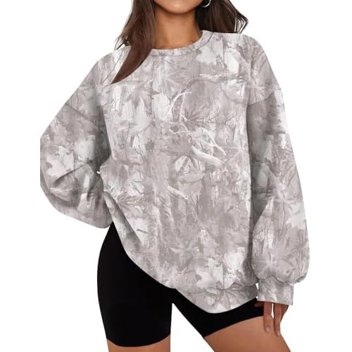 LOMON Oversized Sweatshirt for Women Crewneck Long Sleeve Casual Fleece Tops Graphic Hoodies Pullover Sweater