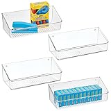 mDesign Petite étagère Murale adhésive – Petit Meuble de Rangement Pratique à Suspendre dans n'importe Quelle pièce – Panier de Rangement en Plastique résistant – Lot de 4 – Transparent