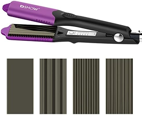 DSHOW 4 in 1 Hair Crimper Hair Waver Hair Straightener Curling Iron with 4 Interchangeable Titanium Ceramic Flat Crimping Irons Plates (Purple)