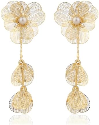14K Gold Plated Statement Flower Earrings for Women Boho Statemen...