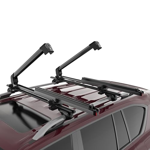 PacificCrest Lockable Ski & Snowboard Roof Rack, Extension with Sliding Feature, 27.5'' Fits 6 Pairs of Skis or 4 Snowboards for Reliable & Secure Transport, Fit Most Vehicles Equipped Cross Bars