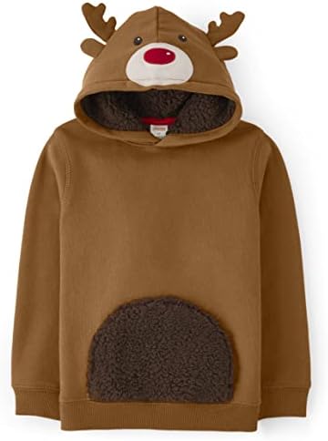 Gymboree Boys and Toddler Long Sleeve Hoodie Sweatshirt, Reindeer, 10