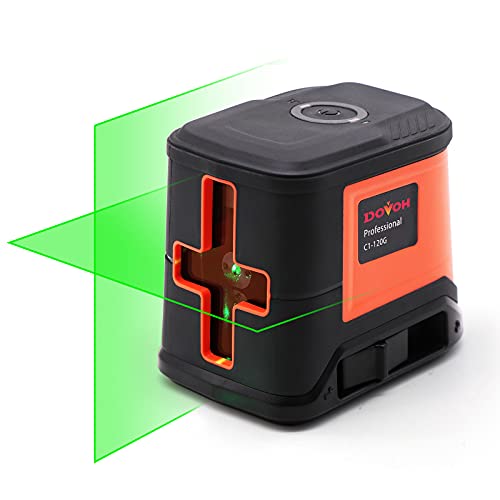 DOVOH Laser Level Self Leveling, 100ft Green Cross Line Laser, Rechargeable Leveler with Dual Laser Diodes, Magnetic Base Included