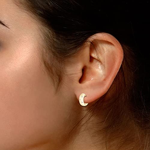 Round Shape White Natural Diamond Huggies Hoop Earrings In 14K Solid Yellow Gold (0.12 Ct) #TOP4