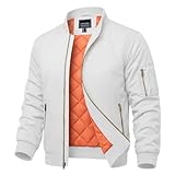 MAGNIVIT Men's Bomber Jacket Station Jacket Active Jacket Lightweight Military Jacket White L