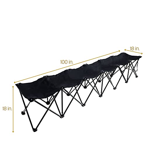 Trademark Innovations Portable 6 Seater Sports Bench Sits, Black