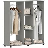 DIMENSIONS : 120L x 40l x 128H cm. Charge max. recommandée : Garde-robe : 25 kg, Rail : 10 kg. Assemblage requis.