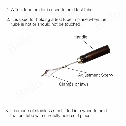 Image of Borosilicate 3.3 Glass Test Tubes 15X125MM (6 pcs) with Plastic Test Tube Stand (White) and Test Tube Holder with Free Test Tube Cleaning Brush Combo of 9 Products