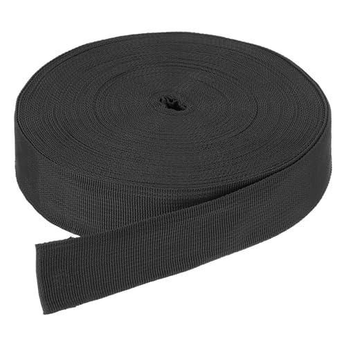 DMiotech 25 Yard x 1 1/2 Inch Width Nylon Webbing Strap Poly Flat Webbing Strapping for DIY Craft Backpack Strapping, Sewing, Outdoor Gear Repair, Black
