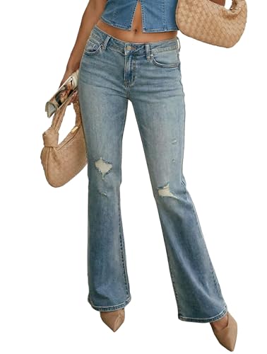 Justalwart Flare Jeans for Women Low Rise (US 8-10) Medium Wash