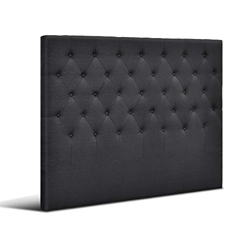 Artiss Queen Bed Headboard Headboards Tufted Beds Head Frame Base Upholstered with Charcoal Faux Linen Fabric Foam Wood, 162 x 120 x 8cm