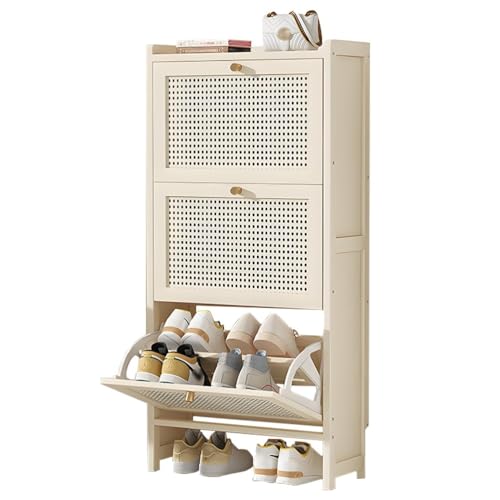 Meuble à chaussures en rotin plastique respirant avec étagères de rangement