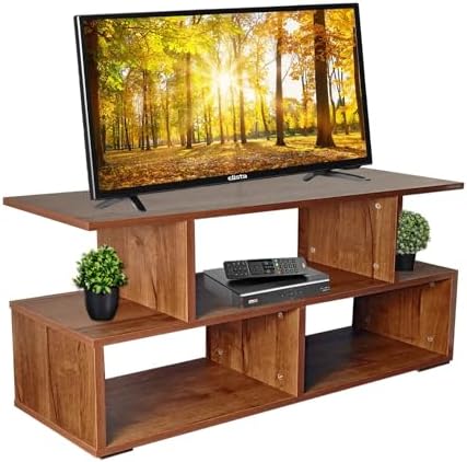 AAROORA Engineered Wood TV Entertainment Unit with Storage Shelf (Wallnut Finish), 30 x 90 x 55 CM