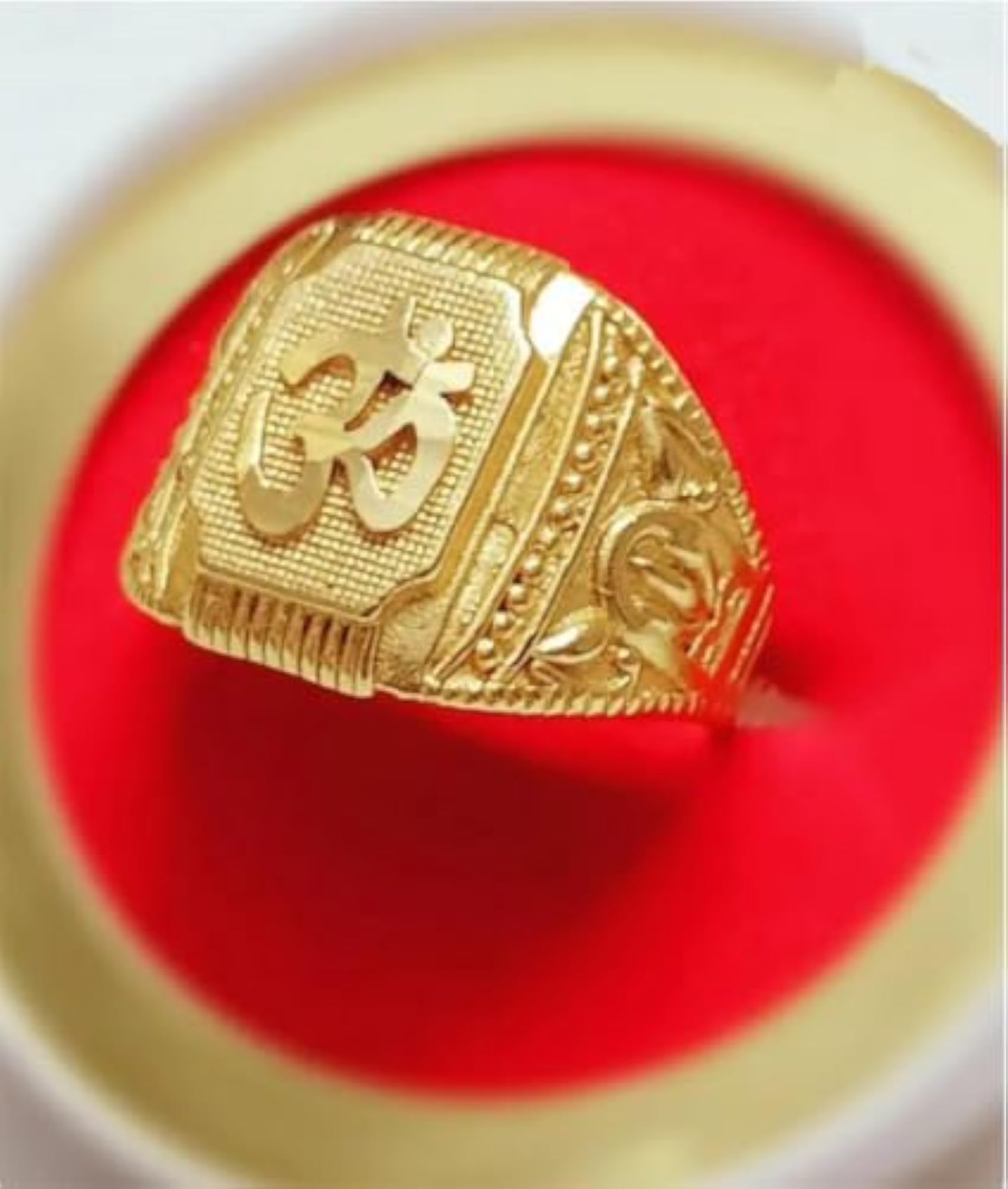 Sacred Om Devotional Motif Statement Ring for Men