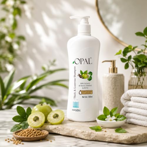 Image of OPAL Thick & Lustrous Herbal Shampoo with Henna, Brahmi & Methi | For Soft & Healthy Hair | 500 ml