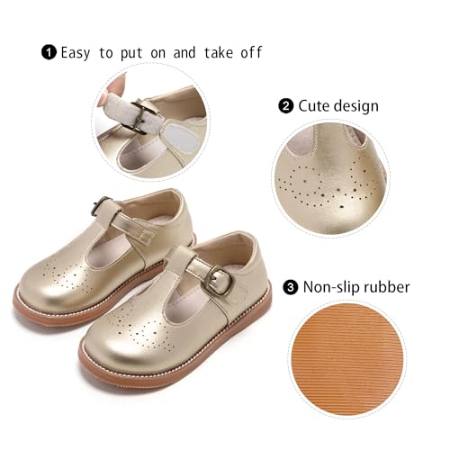 Image of GINFIVE Toddler Girls Dress Shoes Little Kids Flats School Mary Janes Shoes