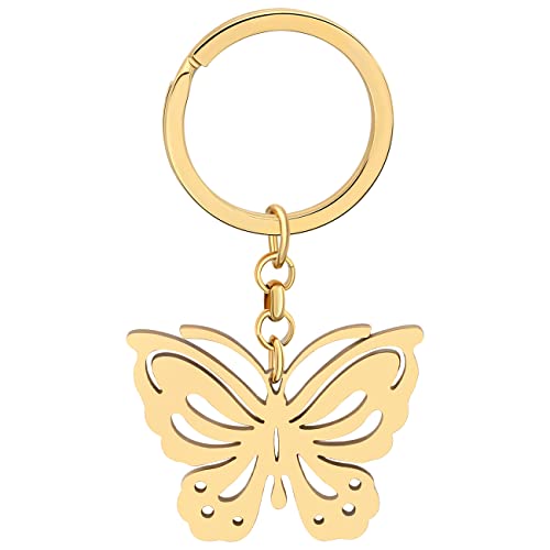 Porte-clef papillon NEWEI incassable en acier inoxydable poli durable