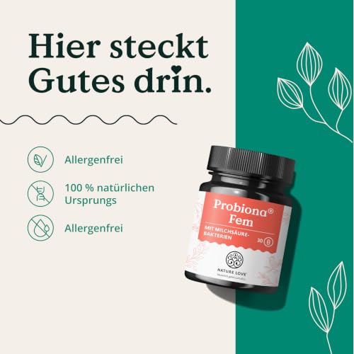 NATURE LOVE Probiona Fem - 30 Kapseln - Milchsäurekulturen - 10 Mrd. KbE