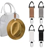 Dimeho 4 Pack Hat Clip Elastic Travel Caps Carrier Strong Hold Baseball Cap Holder Keeper Hands-Free Hats Brim Hanging Hook Traveling Accessories for Sunglasses Keys Backpacks Bags Luggage