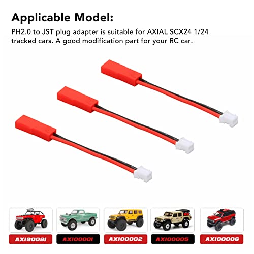 Lipo Batterij Adapter Kabels, 3 Stks PH2.0 Naar JST Plug Adapter Connector voor AXIALE SCX24 1/24 Rupsvoertuig Upgrade Deel Modelauto Accessoires Visaas