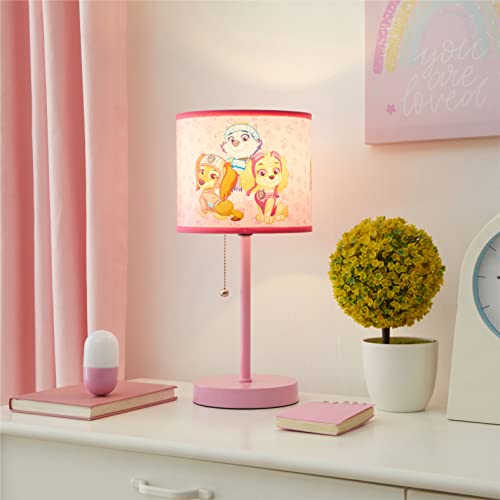 Image of Paw Patrol Stick Table Lamp for Kids - Featuring Everest, Liberty & Skye, Pull Chain On /Off, Printed Decorative Shade, Perfect for Bedroom, Nursery or Playroom