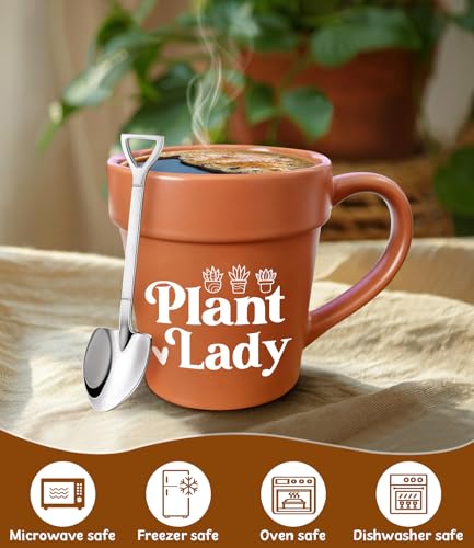 Taza cerámica con cuchara pala y diseño de planta 11 oz miniatura 3