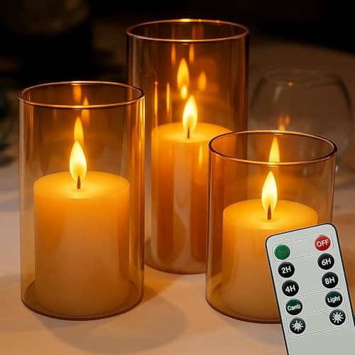 PESOMA Flameless LED Battery Powered Candles Glass