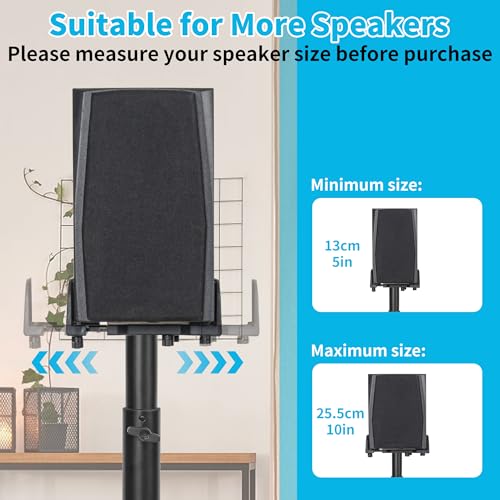 OUUTMEE Surround Speaker Stand, Speaker Floor Stands with Adjustable Tray Holds Universal Satellite & Bookshelf Speakers, Speaker Stand Up to 5KG with Cable Management, Speaker Mount Set of 2