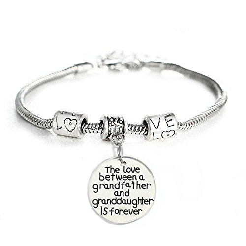 Luvalti Family Pendant Bracelet - The Love Between a Grandfather and Granddaughter is Forever, Stainless Steel, Charm, Best Family Personalized Memorial Gift Jewelry, Adjustable - Image 4