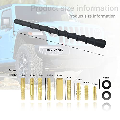 image for TEMI Universal Car Radio Rubber Antenna,Mast 7 inch AM/FM Roof Top or 