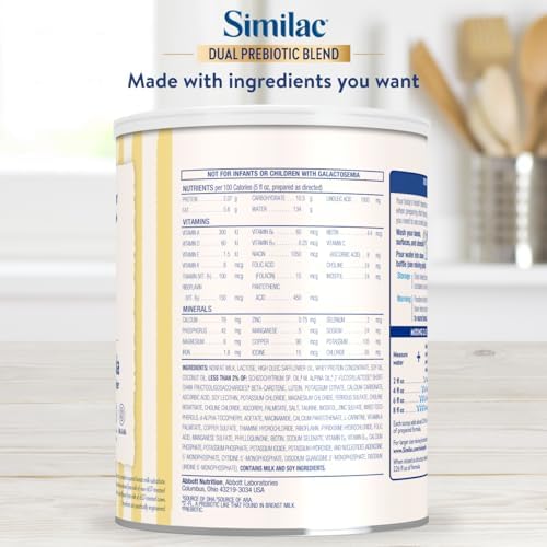 Similac Dual Prebiotic Blend, Baby Formula with Iron, Milk-Based Powder, 0-12 Months, 30.8-oz Can